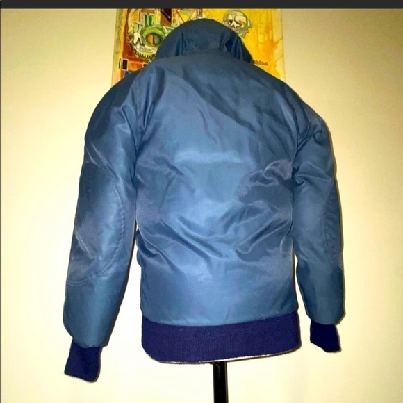 1970’s Canadian Trails Goose Down Coyote Fur Trim Blue Bomber XS / S Vintage - Picture 5 of 16